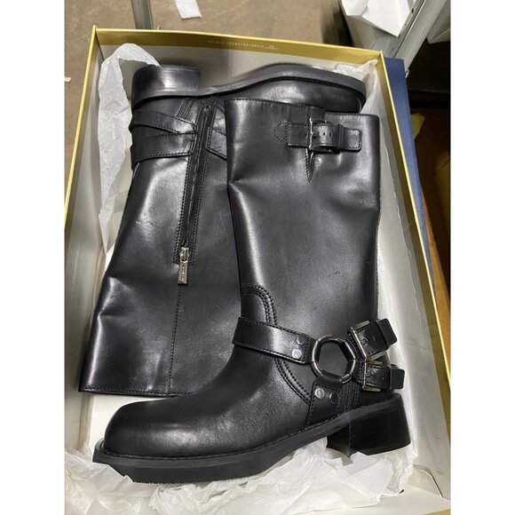 MICHAEL Michael Kors Womens Crosby Leather Moto Boots Black Leather Size 8.5 NIB - Picture 6 of 6
